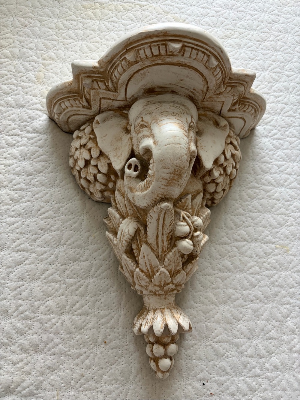 GANESHA CORBEL GARDEN WALL PLAQUE, 11.5 INCHES H X 10.5 INCHES W X 6 INCHES